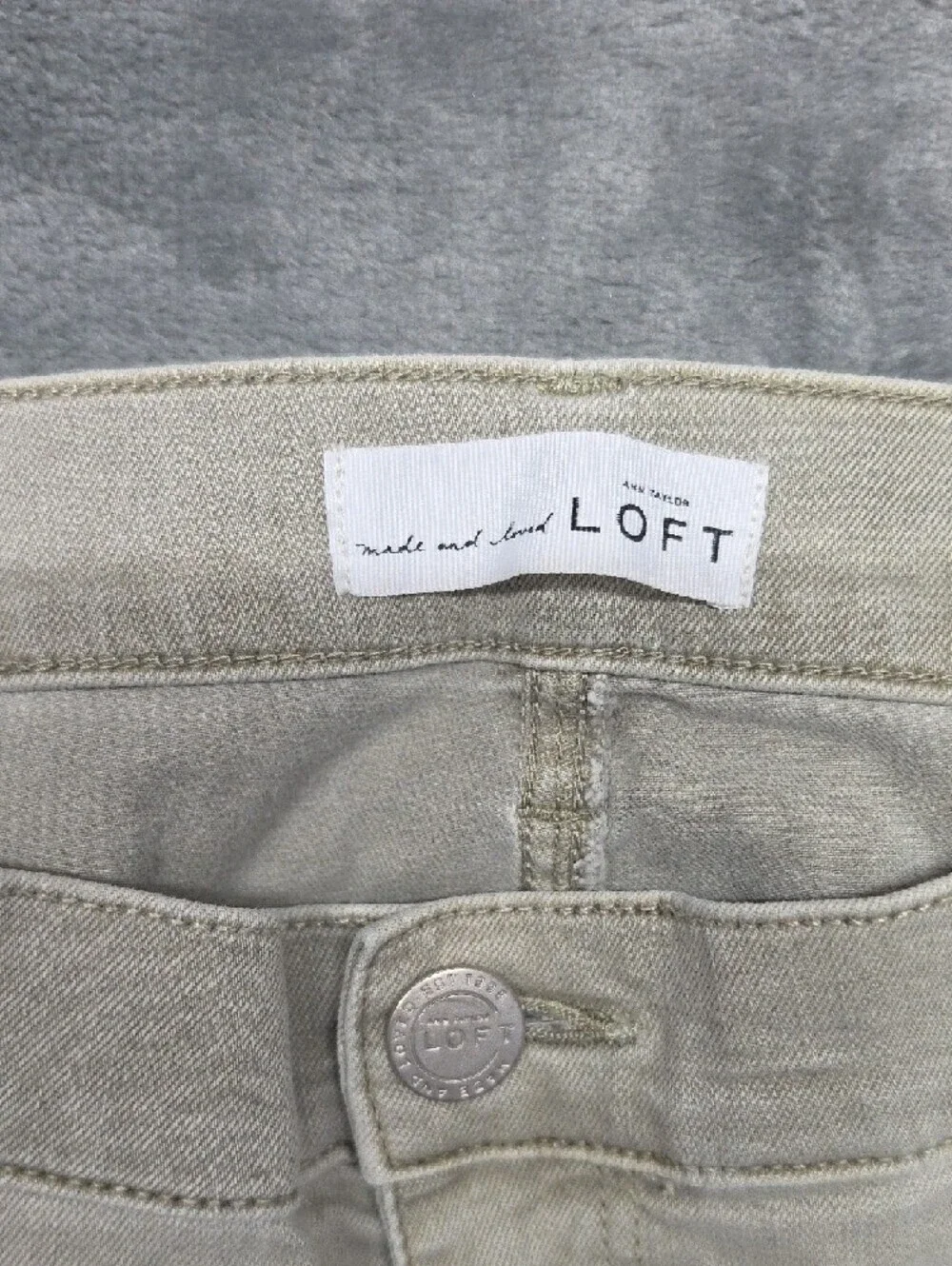 LOFT Olive-Cream Skinny Cropped Jeans sz 14